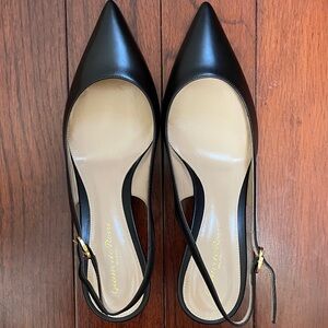 NWT Gianvito Rossi Ribbon Sling Vitello in black leather size 38.5